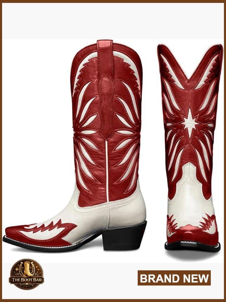 Mid Calf Knee High Western Cowgirl Boots Pointed Toe Pull On